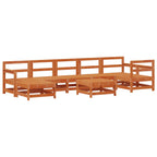 Conjunto de Sofás de Jardín 8 pcs Pino Marrón Encerado