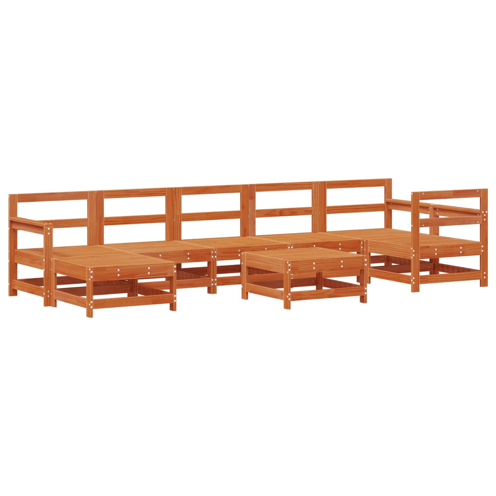 Conjunto de Sofás de Jardín 8 pcs Pino Marrón Encerado