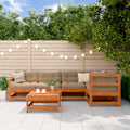 Conjunto de Sofás de Jardín 6 pcs Marrón Cera