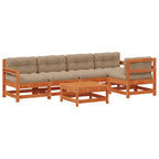 Conjunto de Sofás de Jardín 6 pcs Marrón Cera