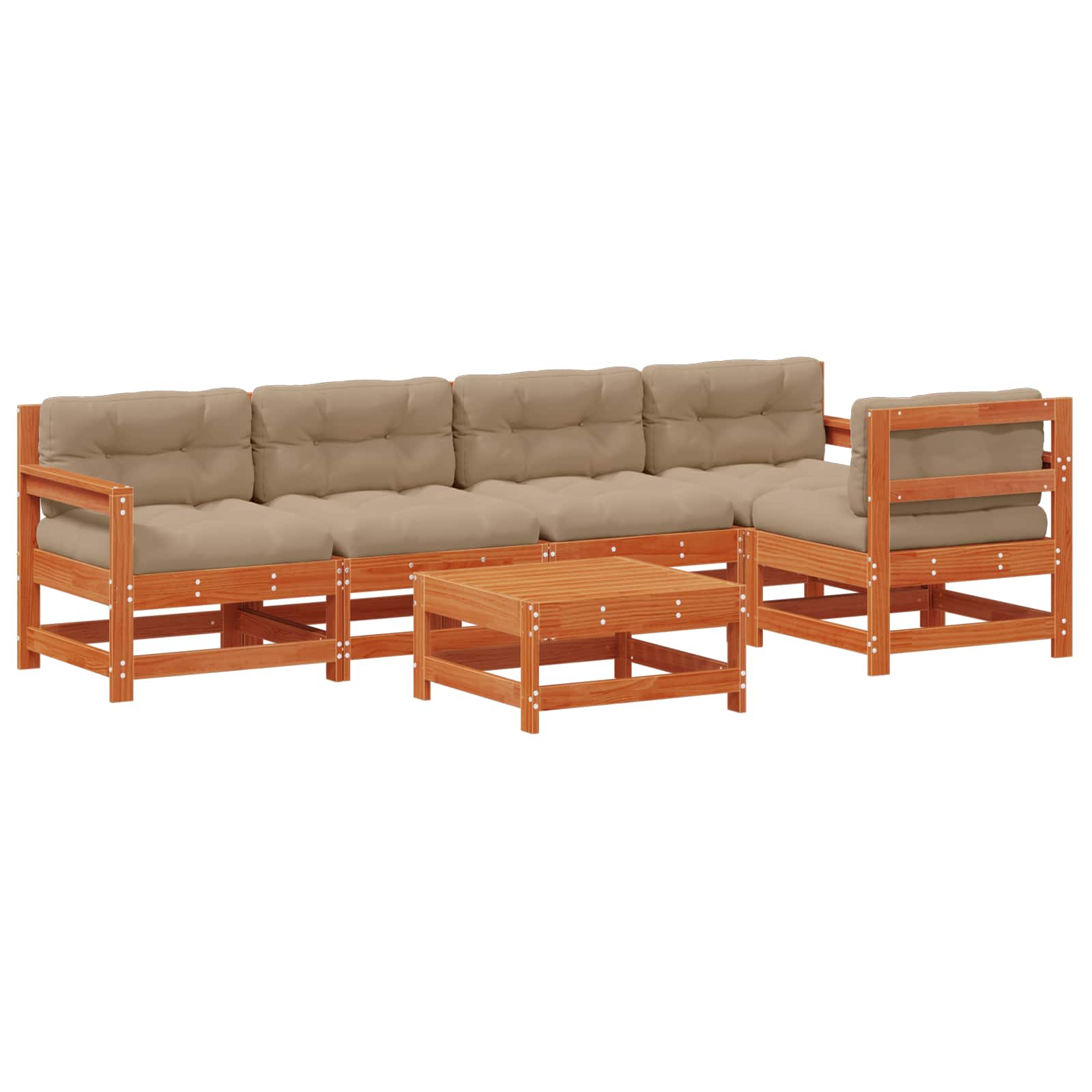 Conjunto de Sofás de Jardín 6 pcs Marrón Cera