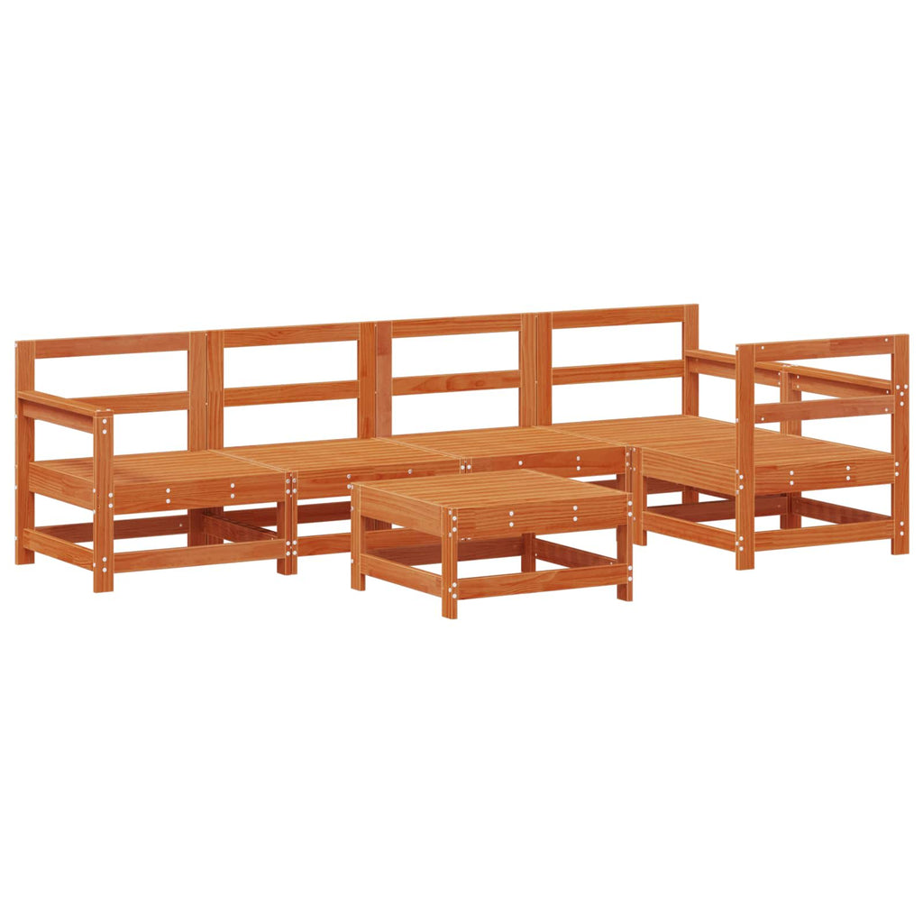 Conjunto de Sofás de Jardín 6 pcs Marrón Cera