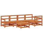 Conjunto de Sofás de Jardín 6 pcs Marrón Cera