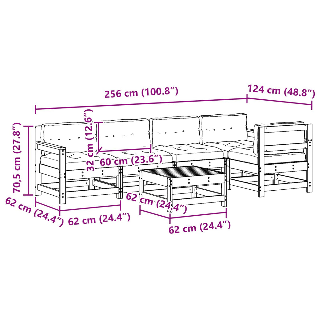 Conjunto de Sofás de Jardín 6 pcs Marrón Cera