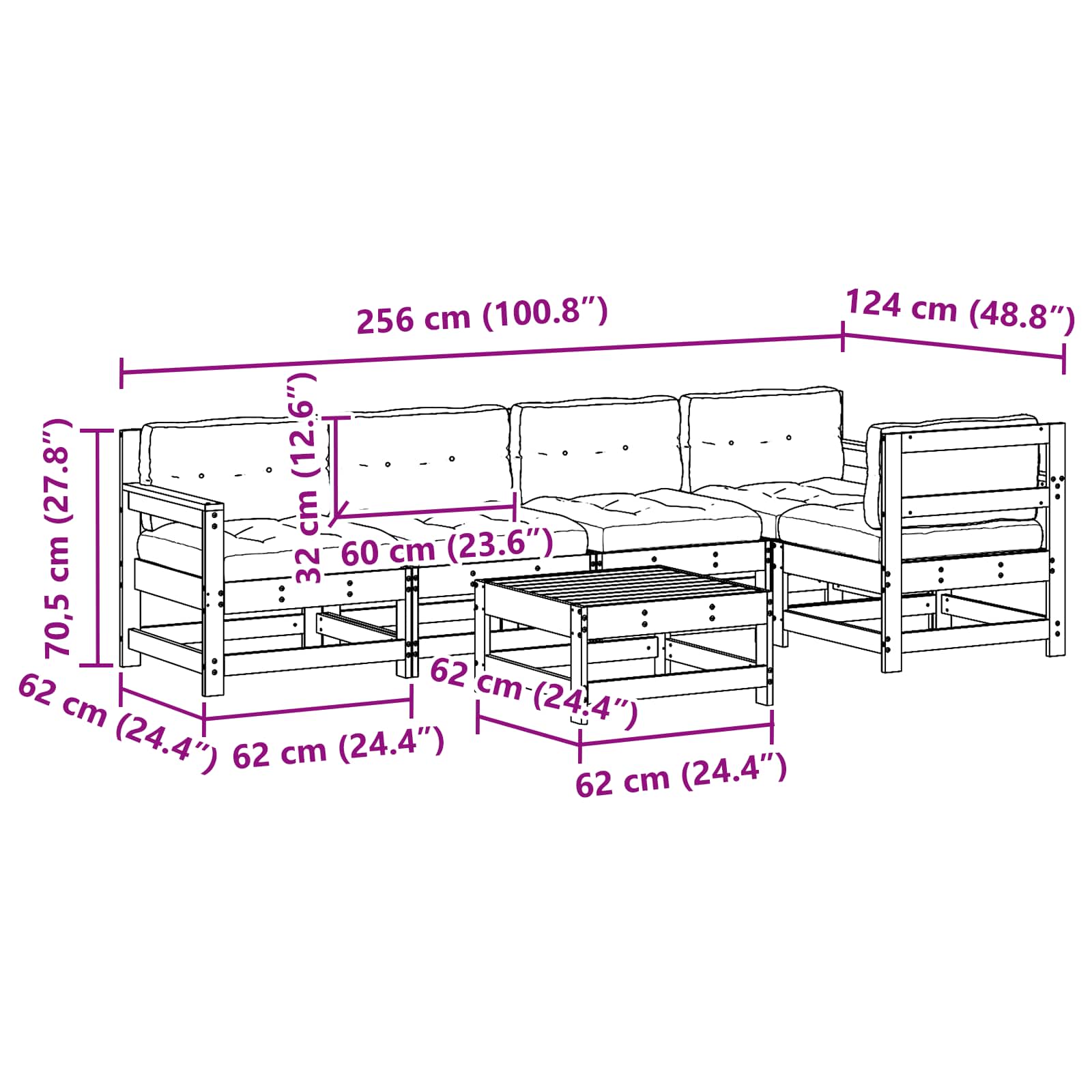 Conjunto de Sofás de Jardín 6 pcs Marrón Cera