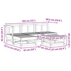 Conjunto de Sofás de Jardín 5 pcs Marrón Cera Pino macizo
