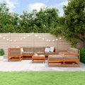 Conjunto de Sofás de Jardín 10 pcs Pino Marrón Encerado