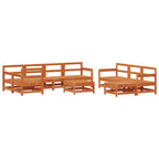 Conjunto de Sofás de Jardín 10 pcs Pino Marrón Encerado