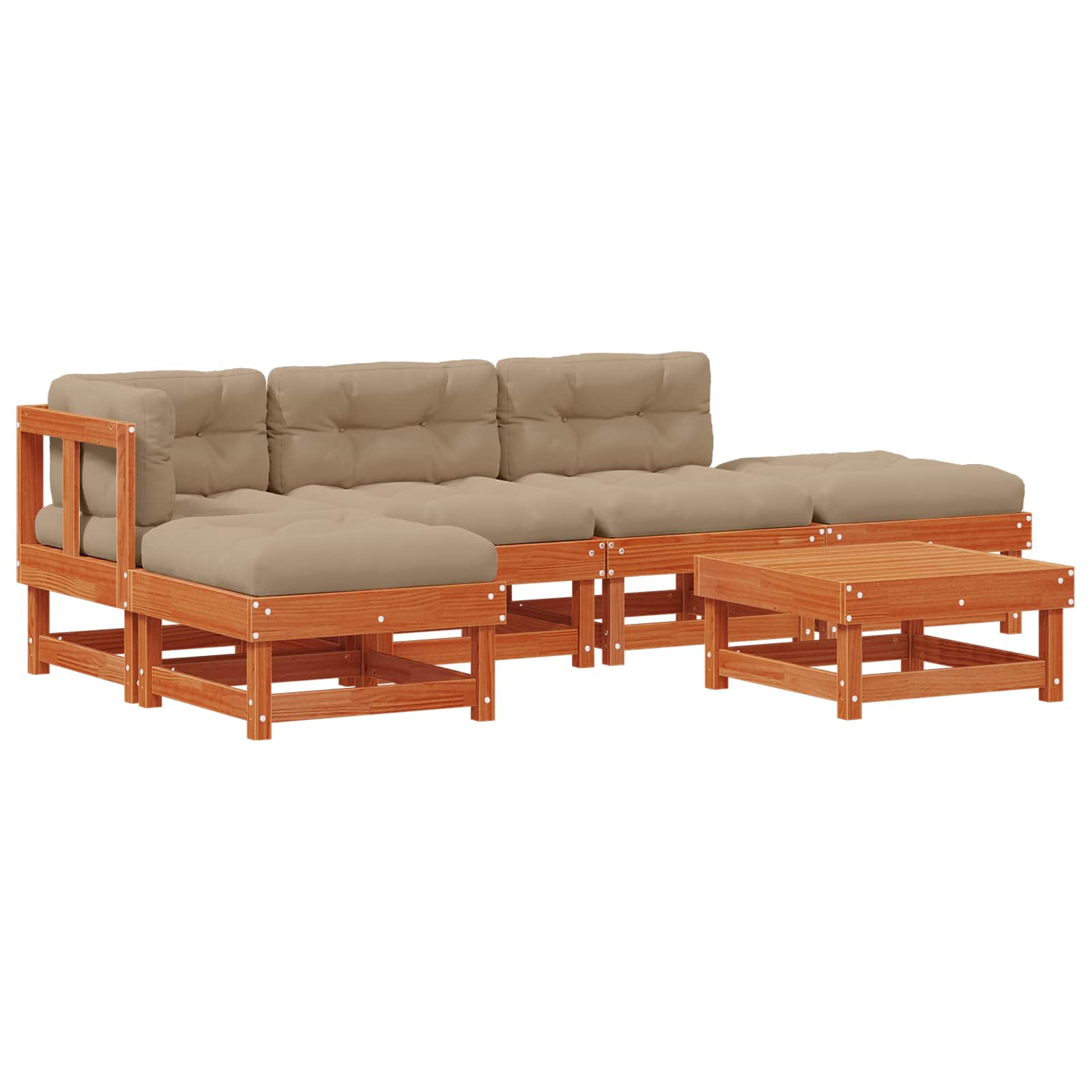 Conjunto de Sofás de Jardín 6 pcs Marrón Cera