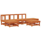 Conjunto de Sofás de Jardín 6 pcs Marrón Cera