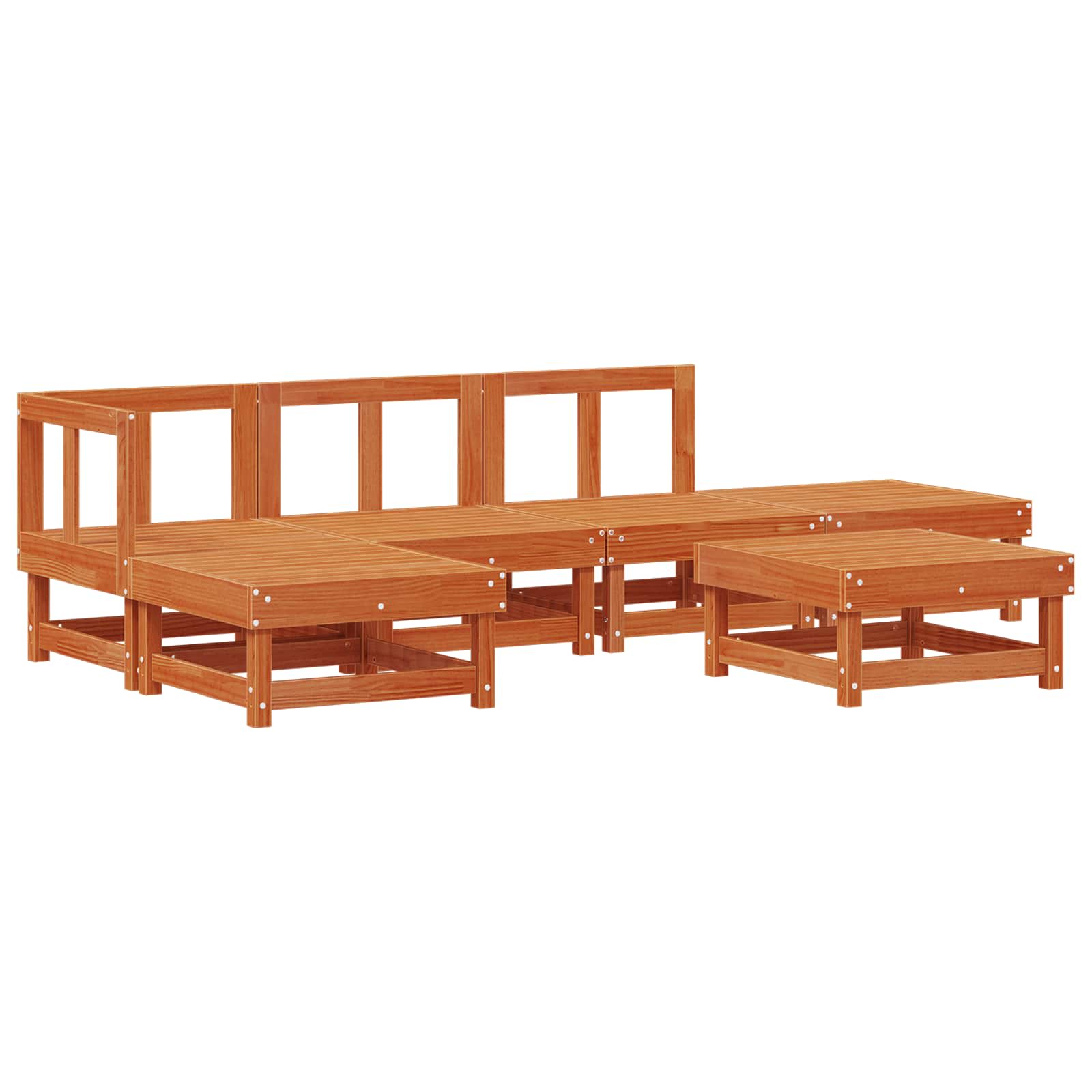 Conjunto de Sofás de Jardín 6 pcs Marrón Cera