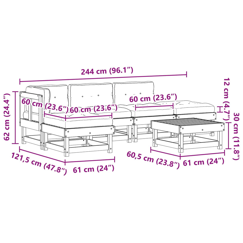 Conjunto de Sofás de Jardín 6 pcs Marrón Cera