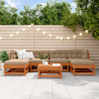 Conjunto de Sofás de Jardín 7 pcs Marrón Cera Pino macizo