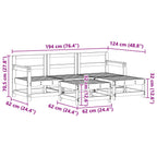 Conjunto de Sofás de Jardín 5 pcs Marrón Cera Pino macizo