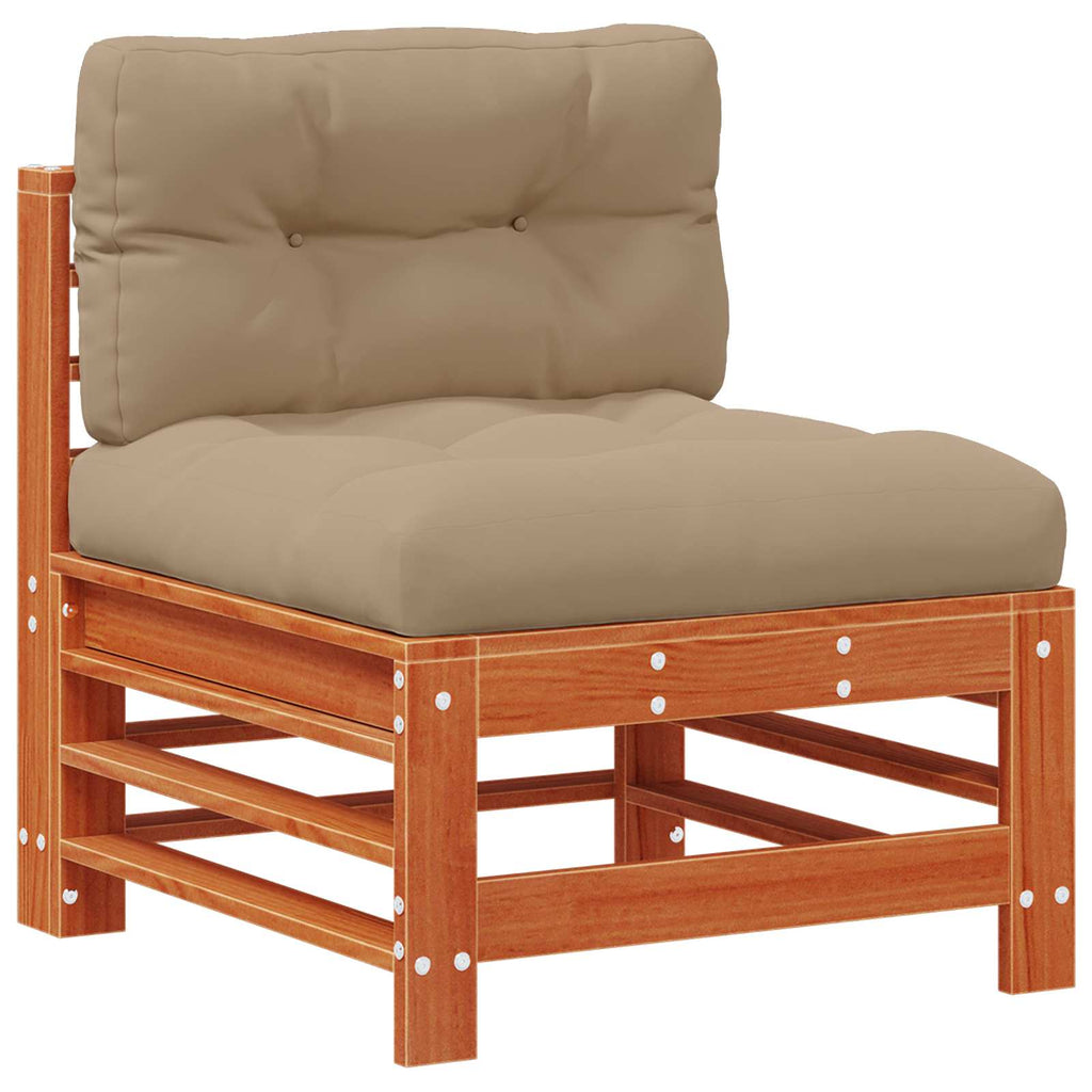 Conjunto de Sofás de Jardín 5 pcs Marrón Cera