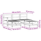 Conjunto de Sofás de Jardín 5 pcs Marrón Cera Pino macizo