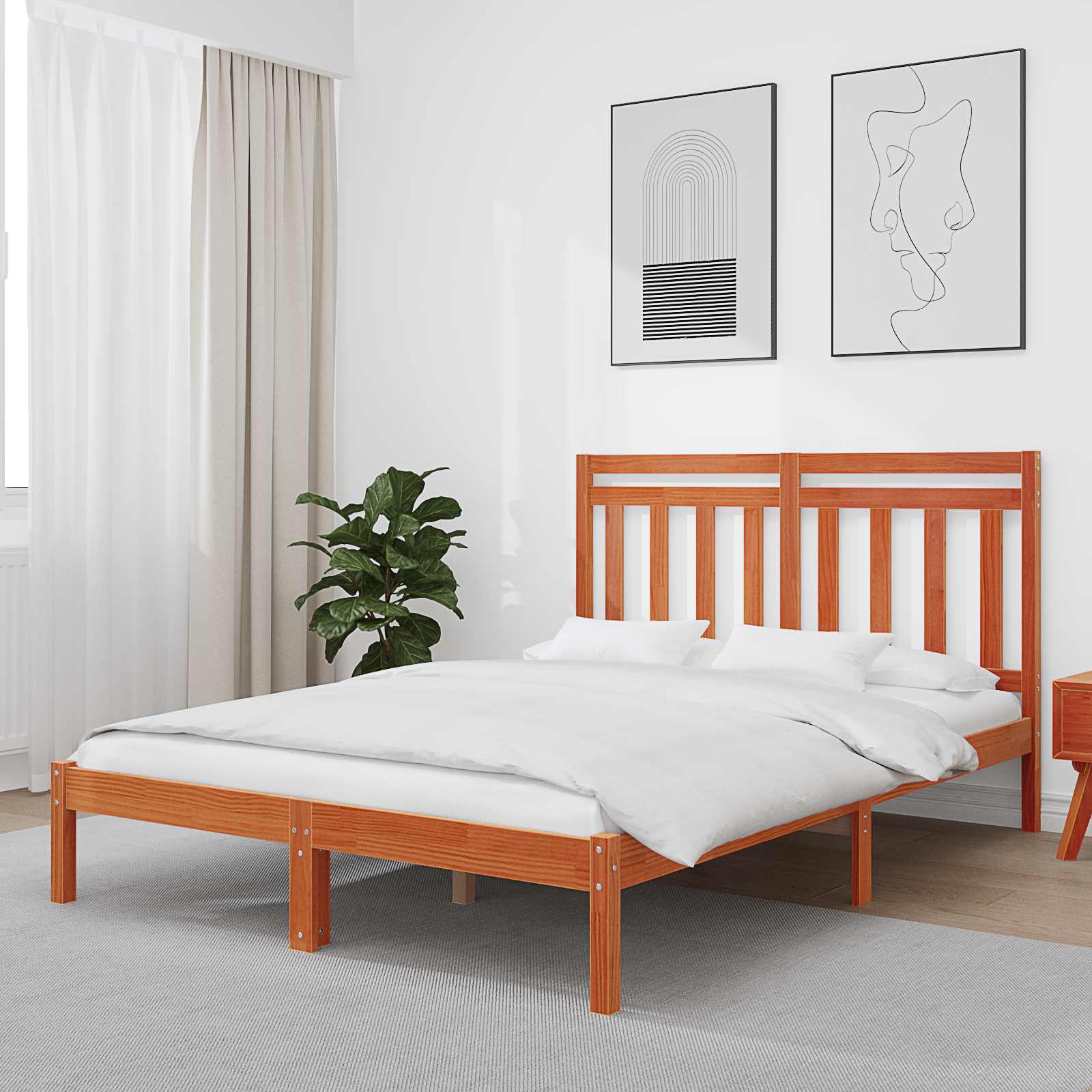 Estructura de cama con cabecera Marrón cera 80 x 200 cm