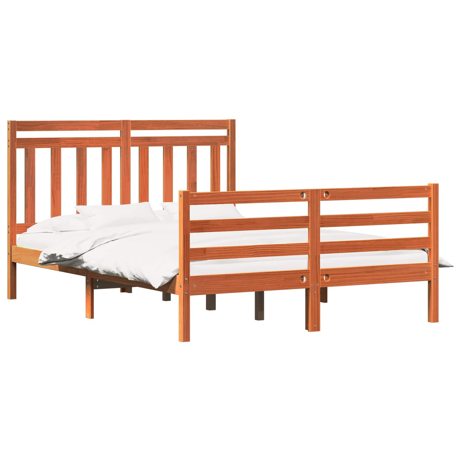 Estructura de cama con cabecera Marrón cera 150 x 200 cm