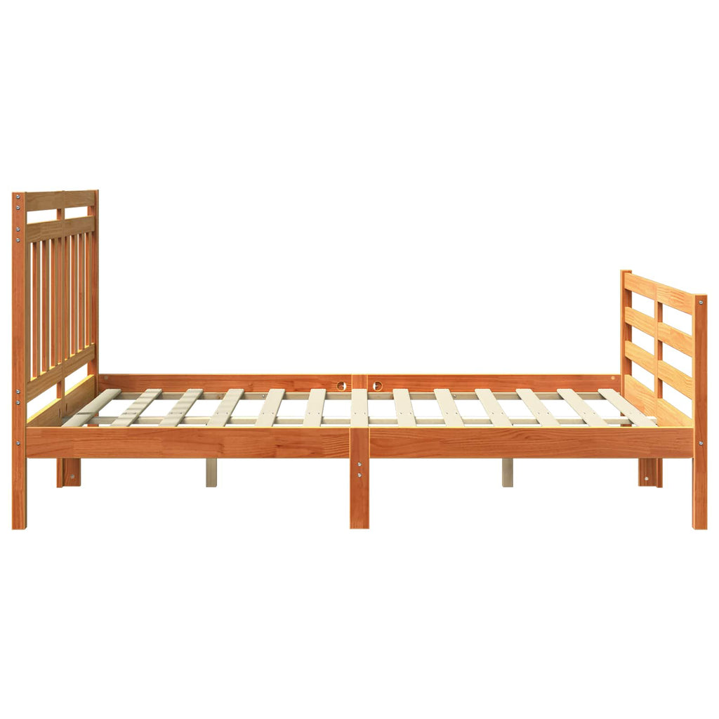Estructura de cama con cabecera Marrón cera 150 x 200 cm