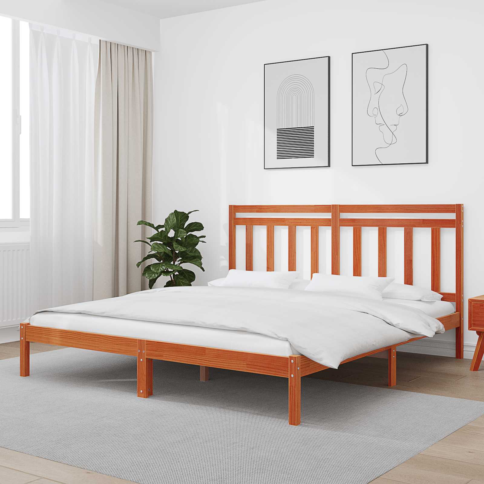 Estructura de cama con cabecera Marrón cera 80 x 200 cm