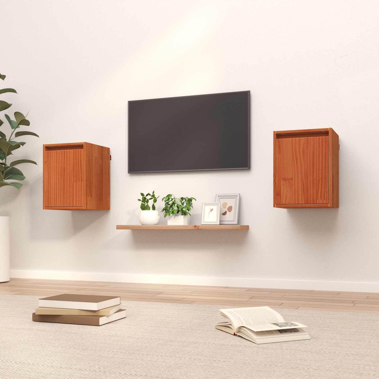Armario de Pared con puerta 2 pcs Marrón cera 30 x 30 x 40 cm