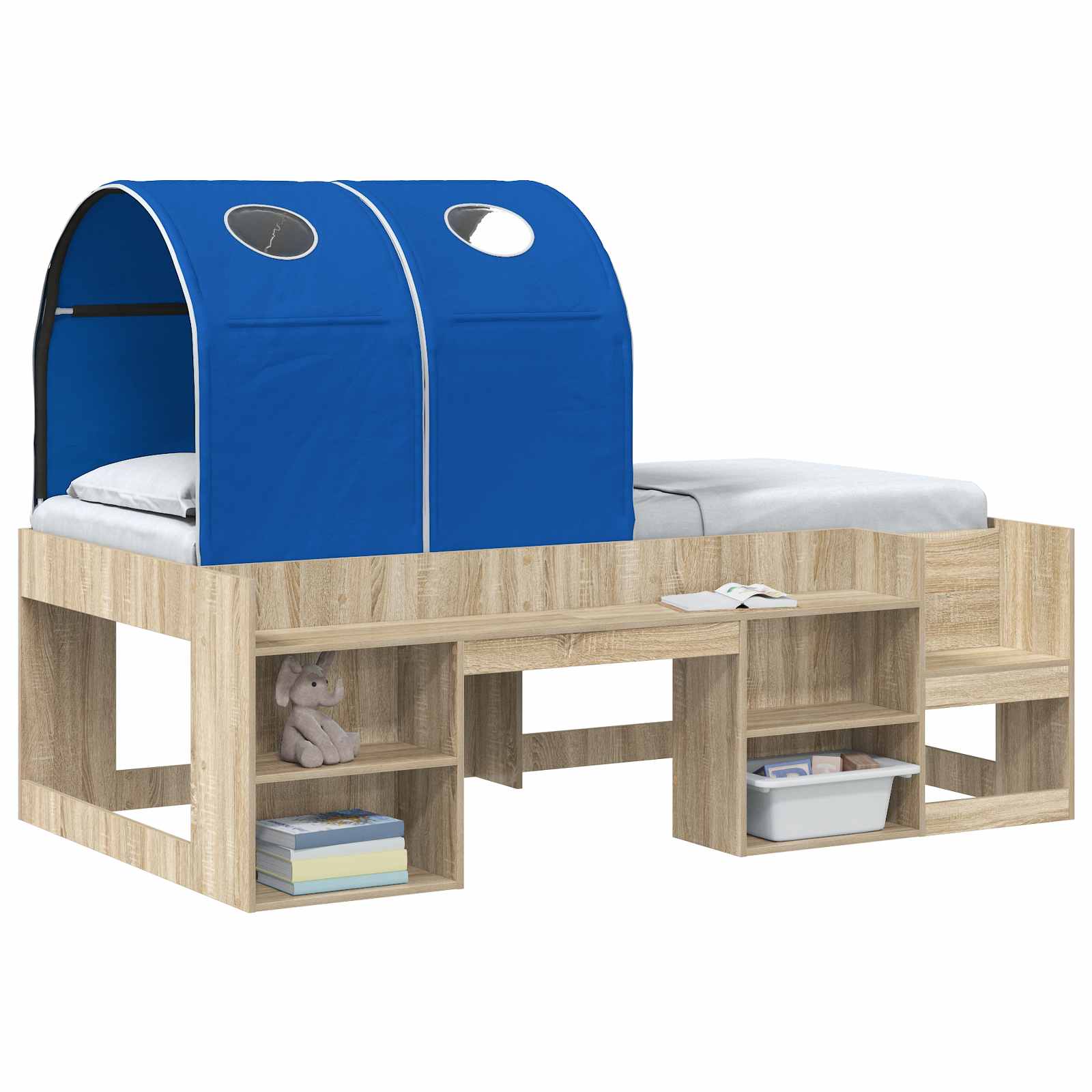 Túnel de cama 2 pcs Azul 211 x 52,5 x 2 cm Poliéster