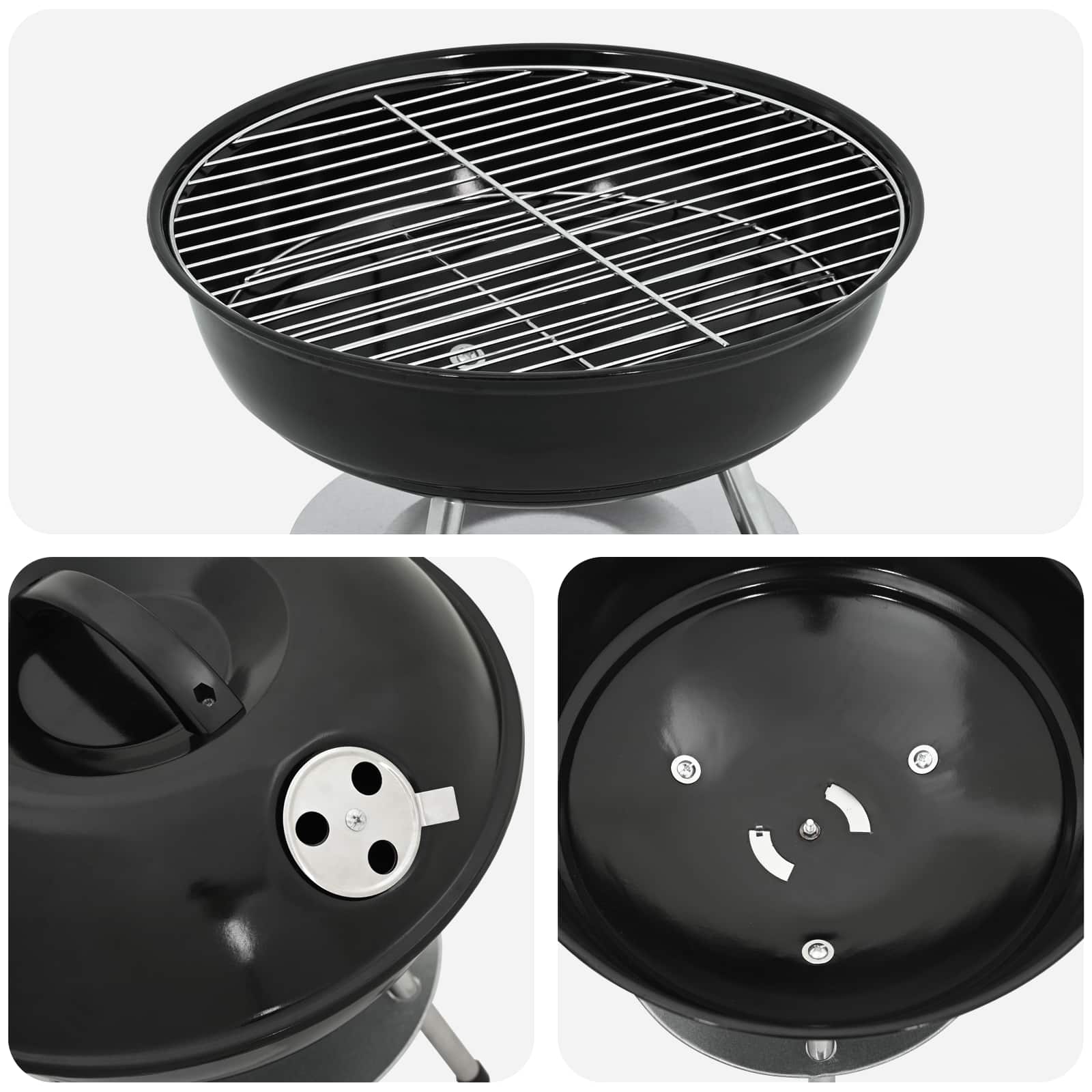 Parrilla de carbón Negro 36,5 x 36,5 x 40 cm