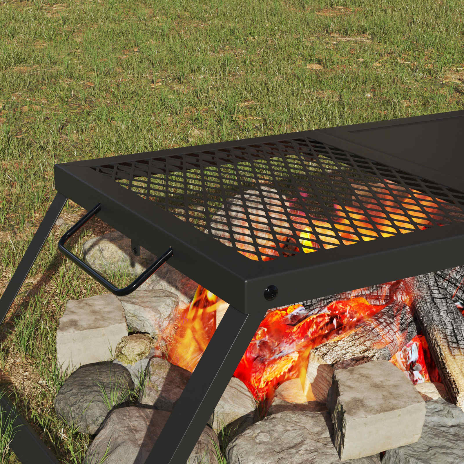 Parrilla de Camping Plegable Negro 31,5 x 26,5 x 4 cm