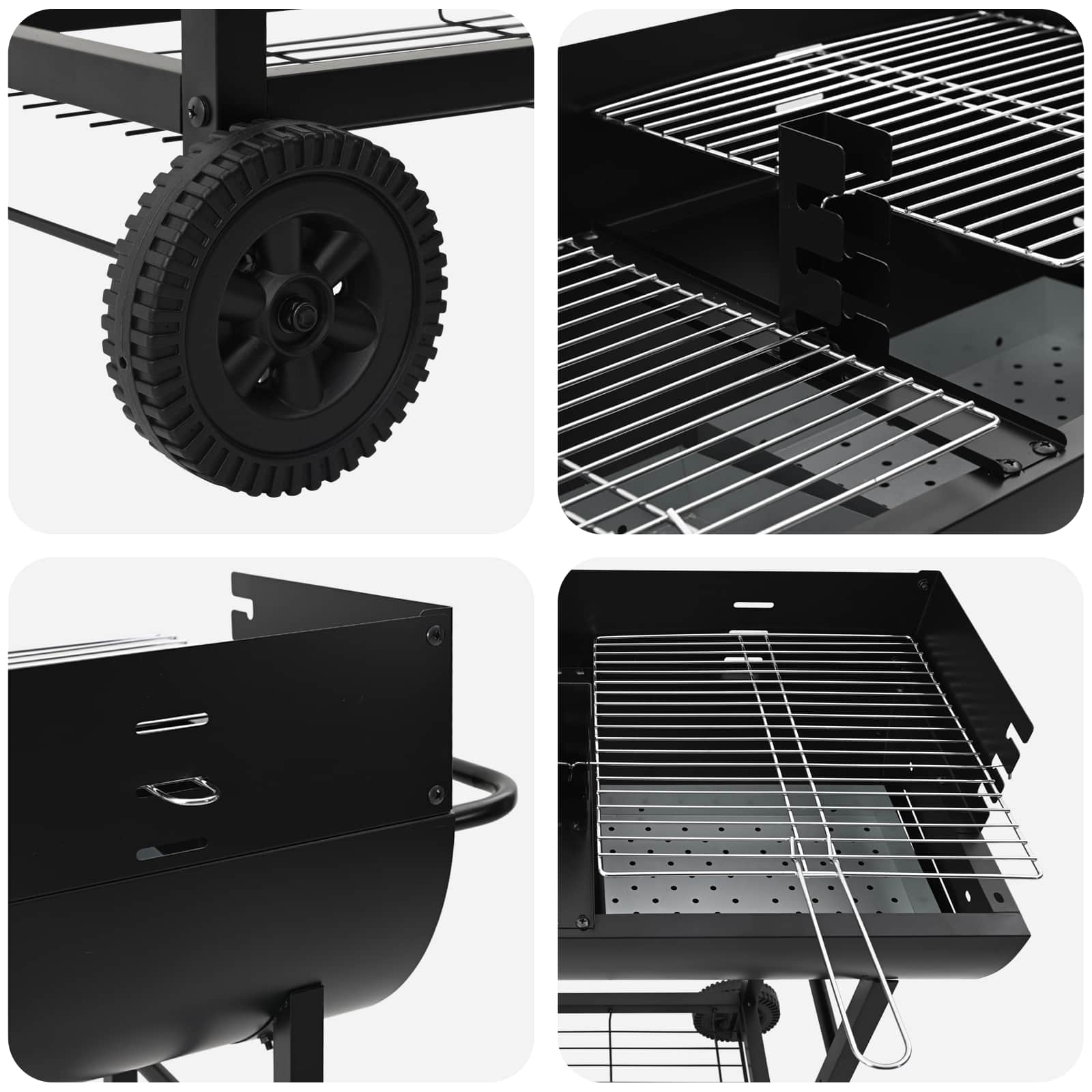 Parrilla de carbón 96,5 x 42,5 x 88,5 cm Negro