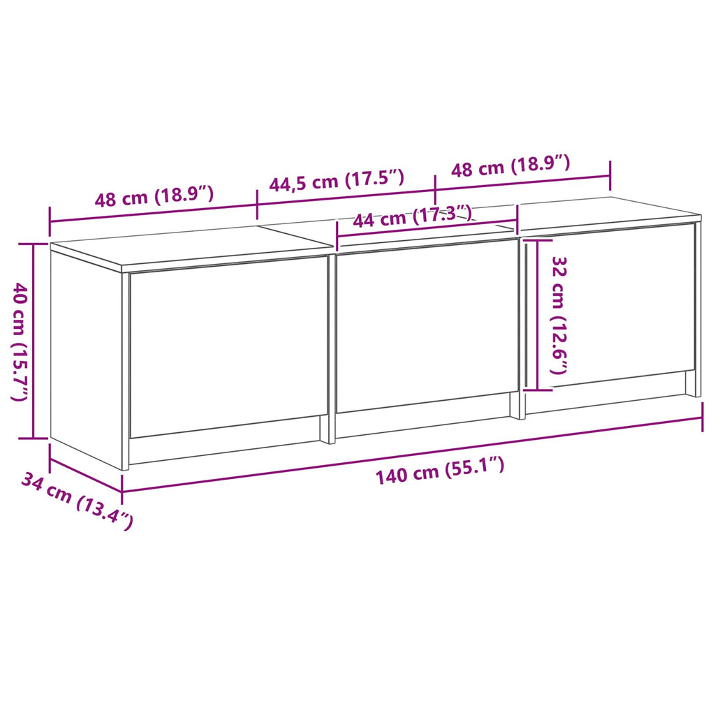 Mueble de TV 140 x 34 x 40 cm Madera vieja Madera de ingeniería