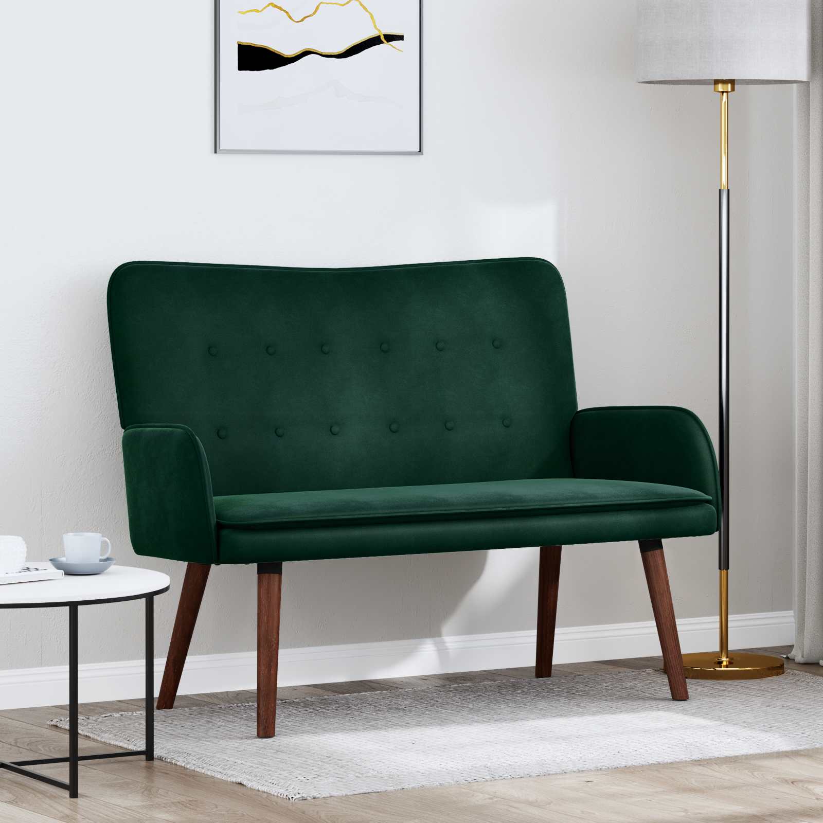 Sofá de Dois Lugares Amarelo 115 x 61 x 87 cm Veludo