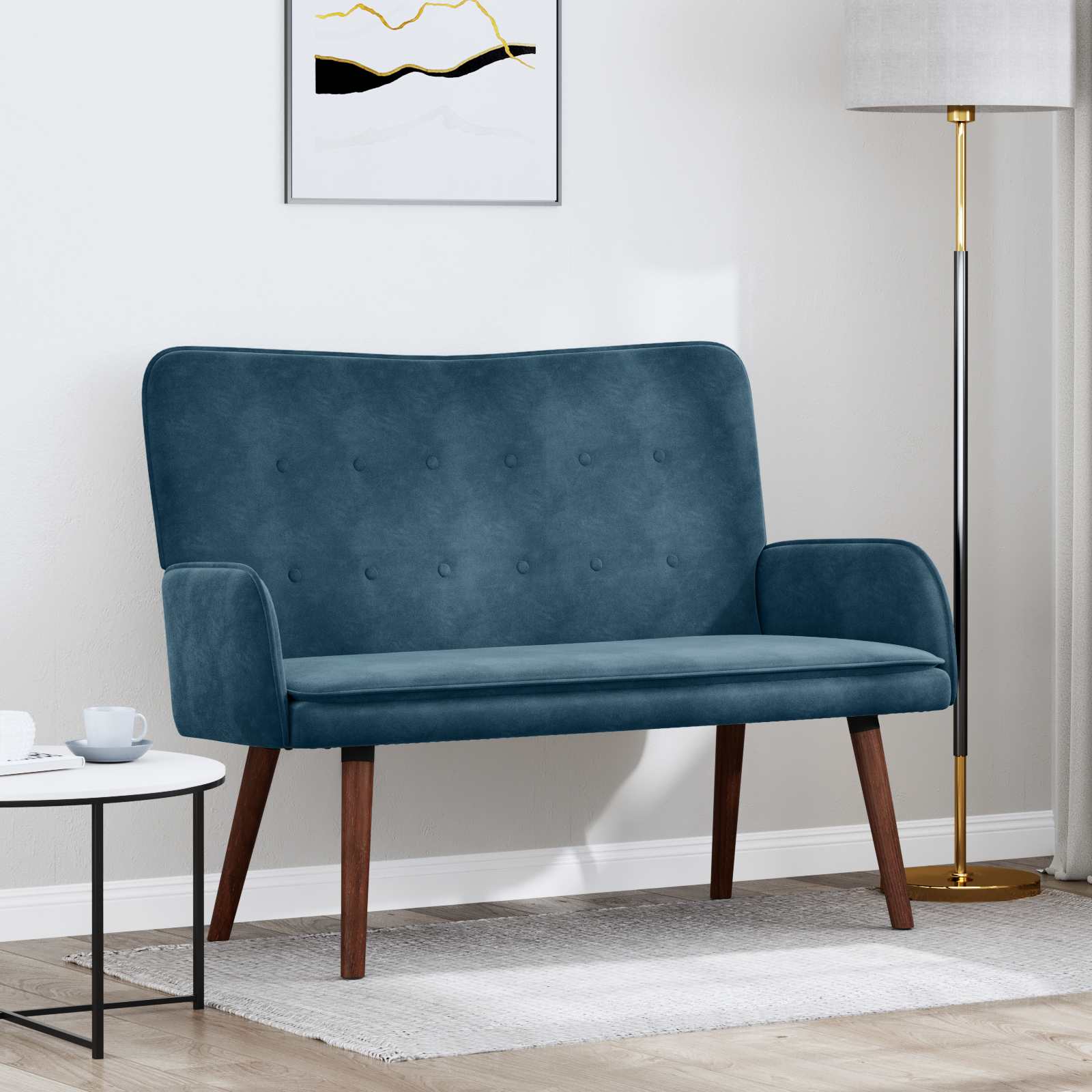 Sofá de Dois Lugares Amarelo 115 x 61 x 87 cm Veludo