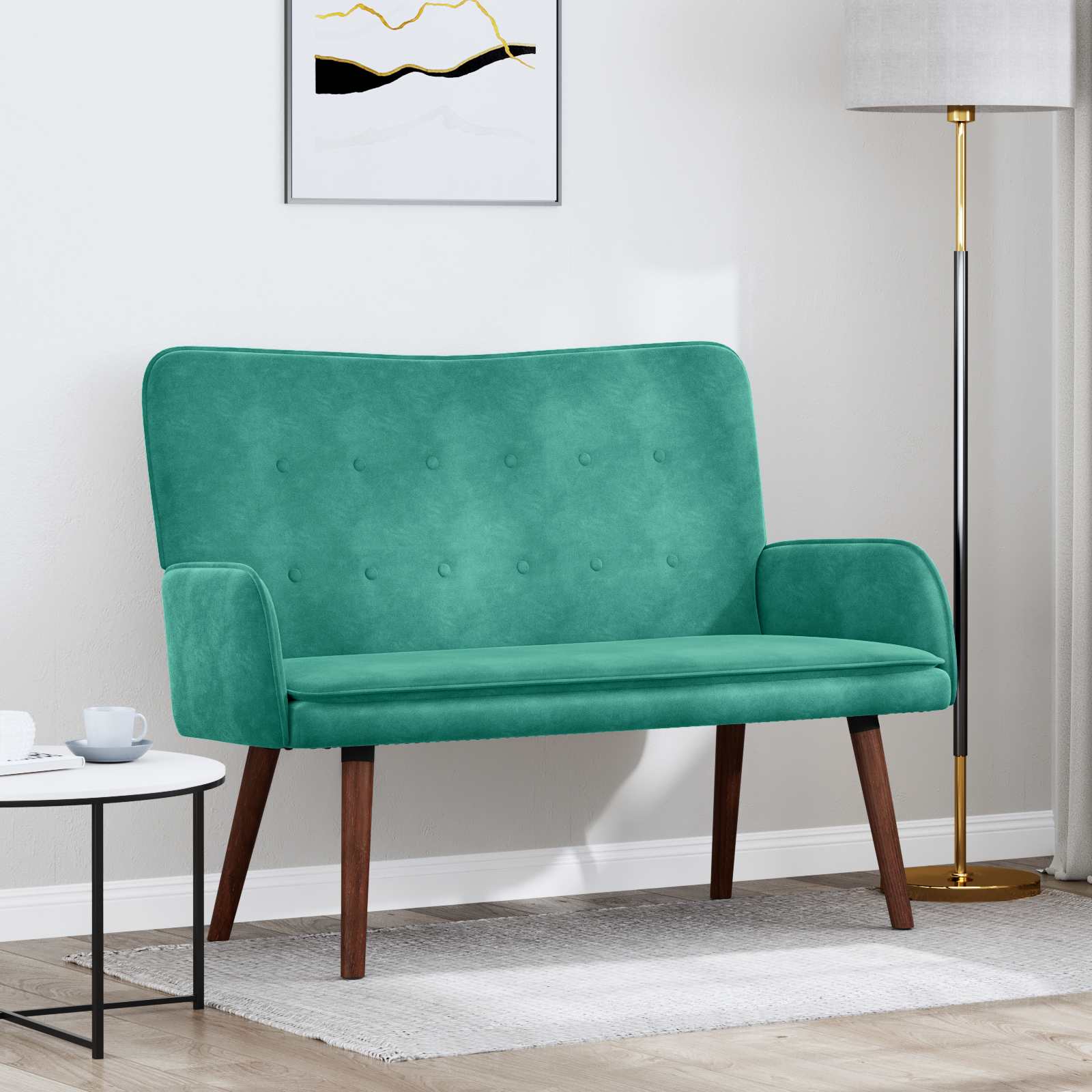 Sofá de Dois Lugares Amarelo 115 x 61 x 87 cm Veludo