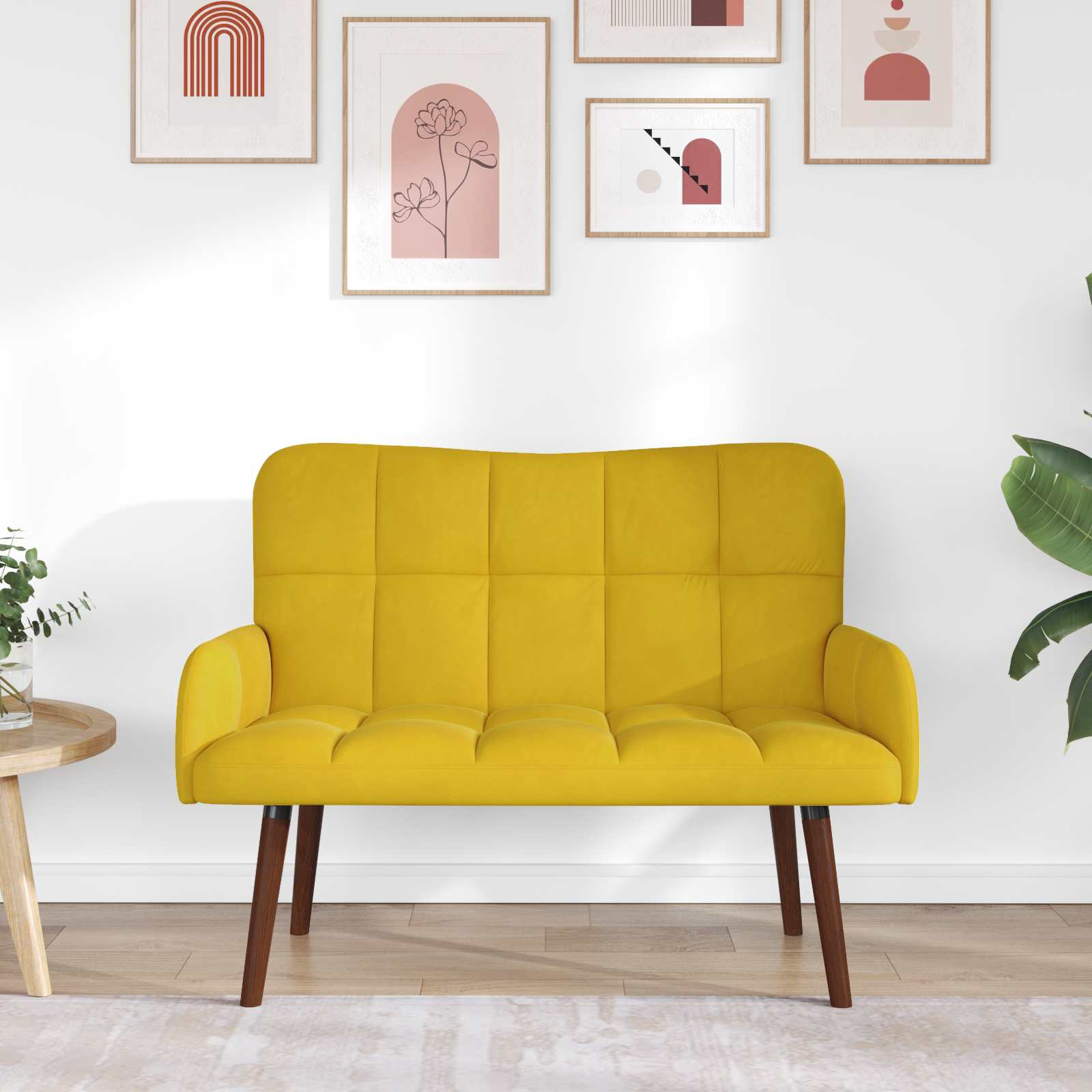 Sofá de Dos Plazas Amarillo 115 x 61 x 87 cm Terciopelo