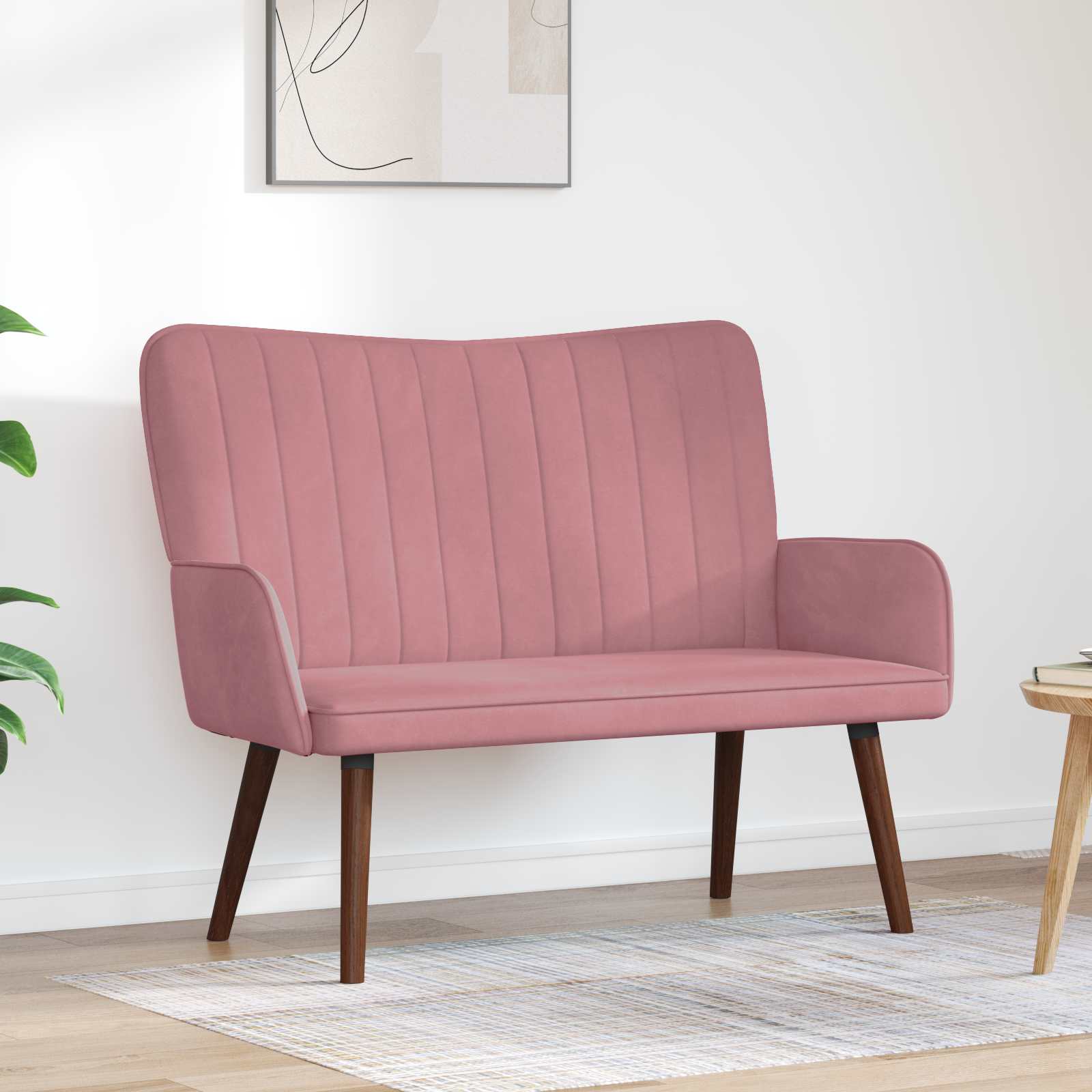 Sofá de Dois Lugares Amarelo 115 x 61 x 87 cm Veludo