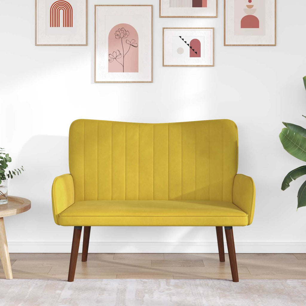 Sofá de Dos Plazas Amarillo 115 x 61 x 87 cm Terciopelo