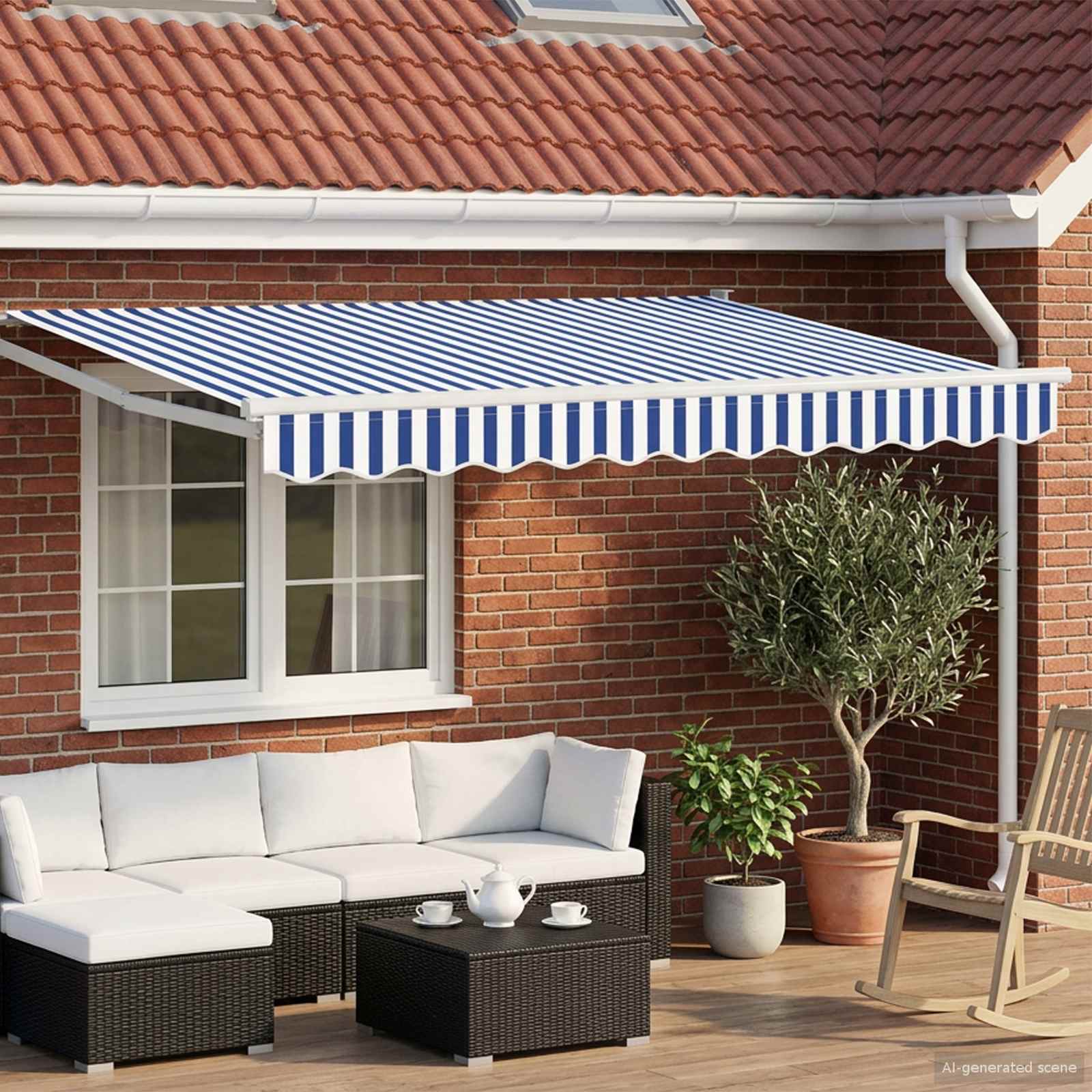 Toldo retrátil Amarelo 300 x 250 cm 100% Poliéster e Alumínio