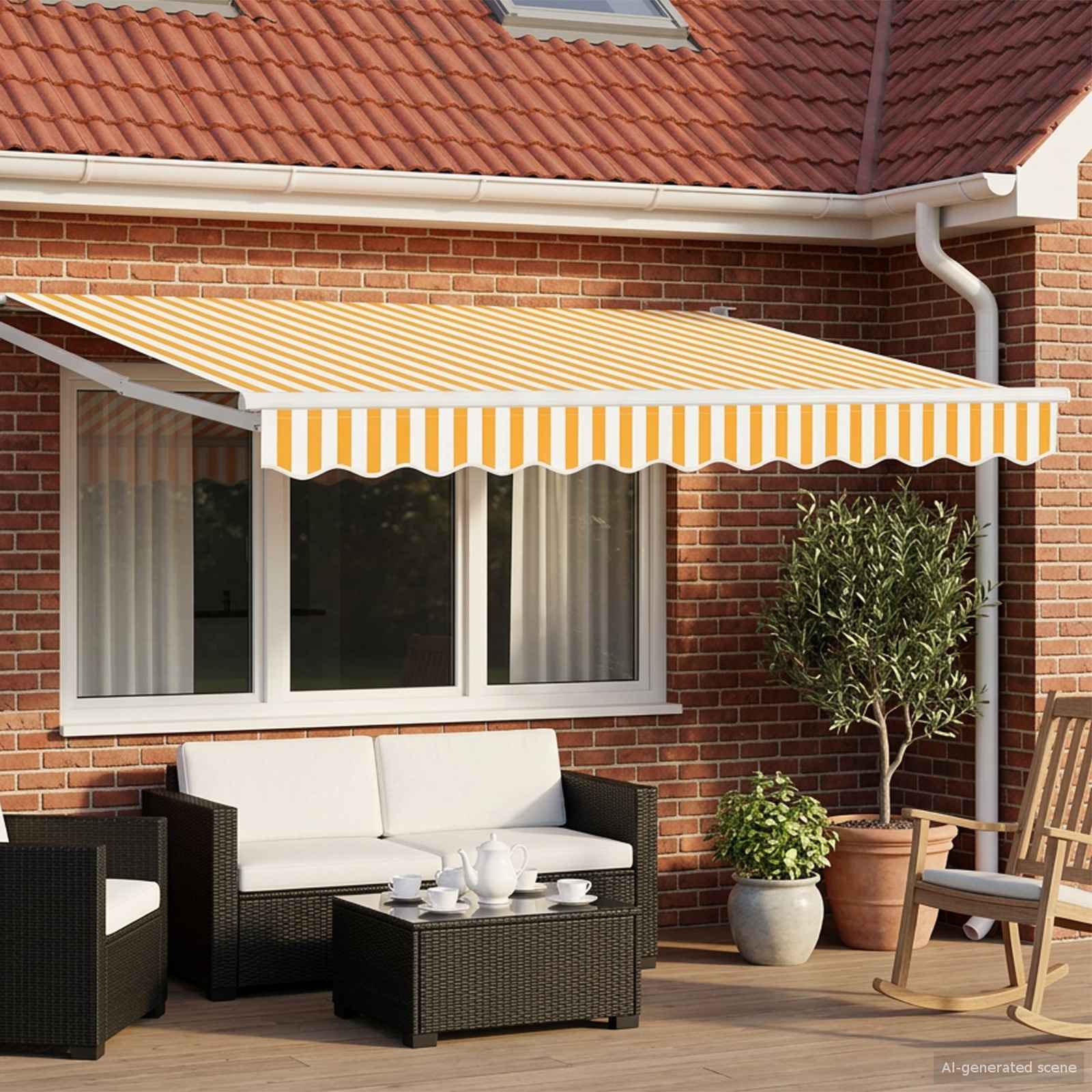 Toldo retrátil Amarelo 300 x 250 cm 100% Poliéster e Alumínio