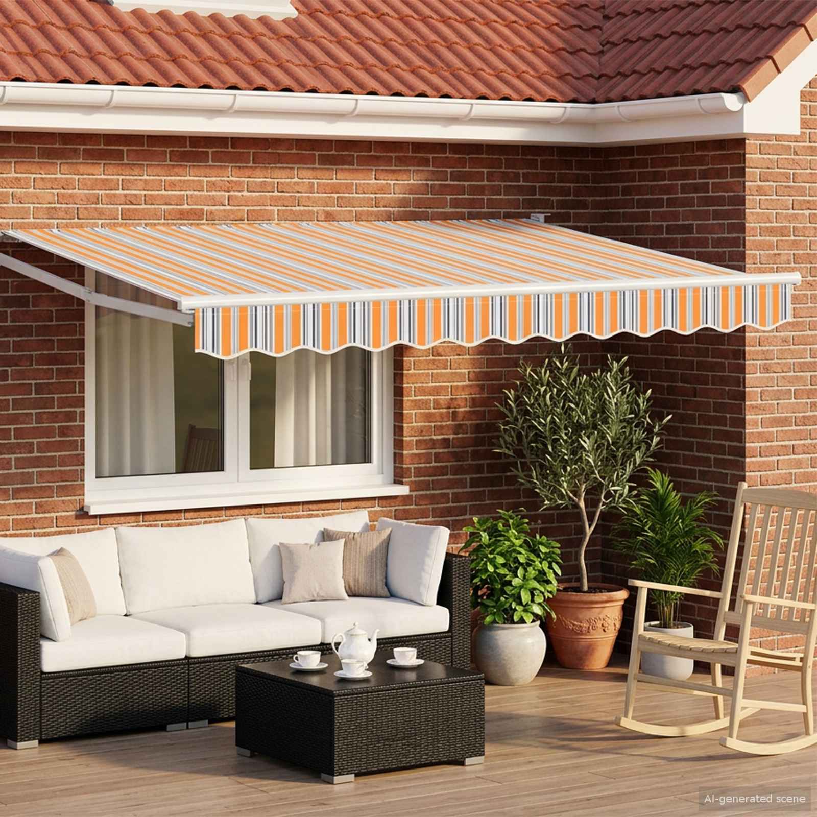 Toldo retrátil Amarelo 300 x 250 cm 100% Poliéster e Alumínio