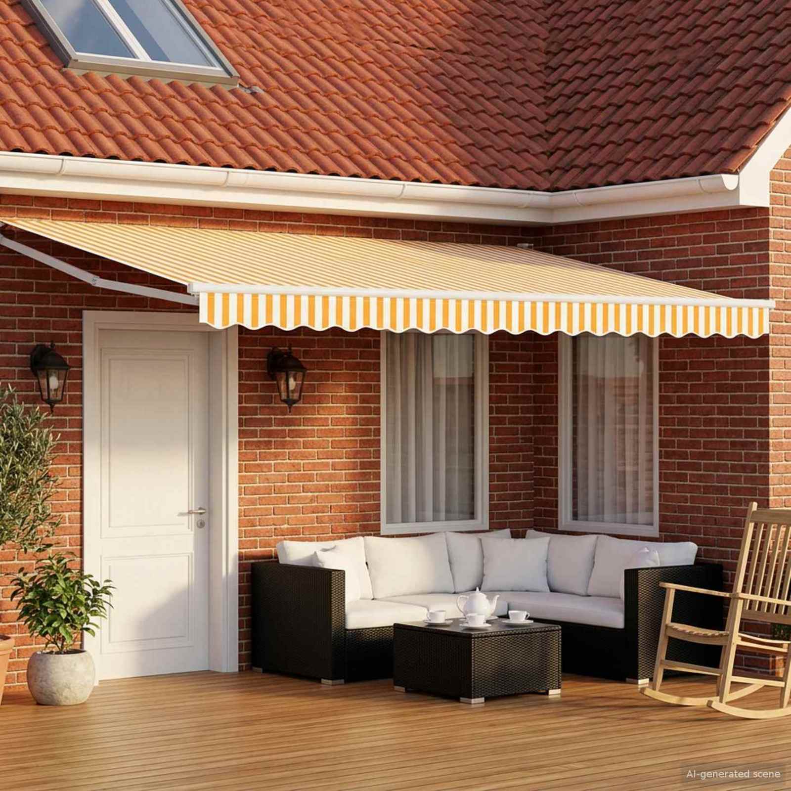 Toldo retrátil Amarelo 300 x 250 cm 100% Poliéster e Alumínio