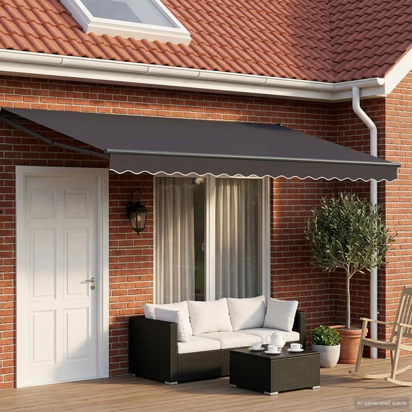 Toldo manual retráctil con LEDs 2,5 x 2 m