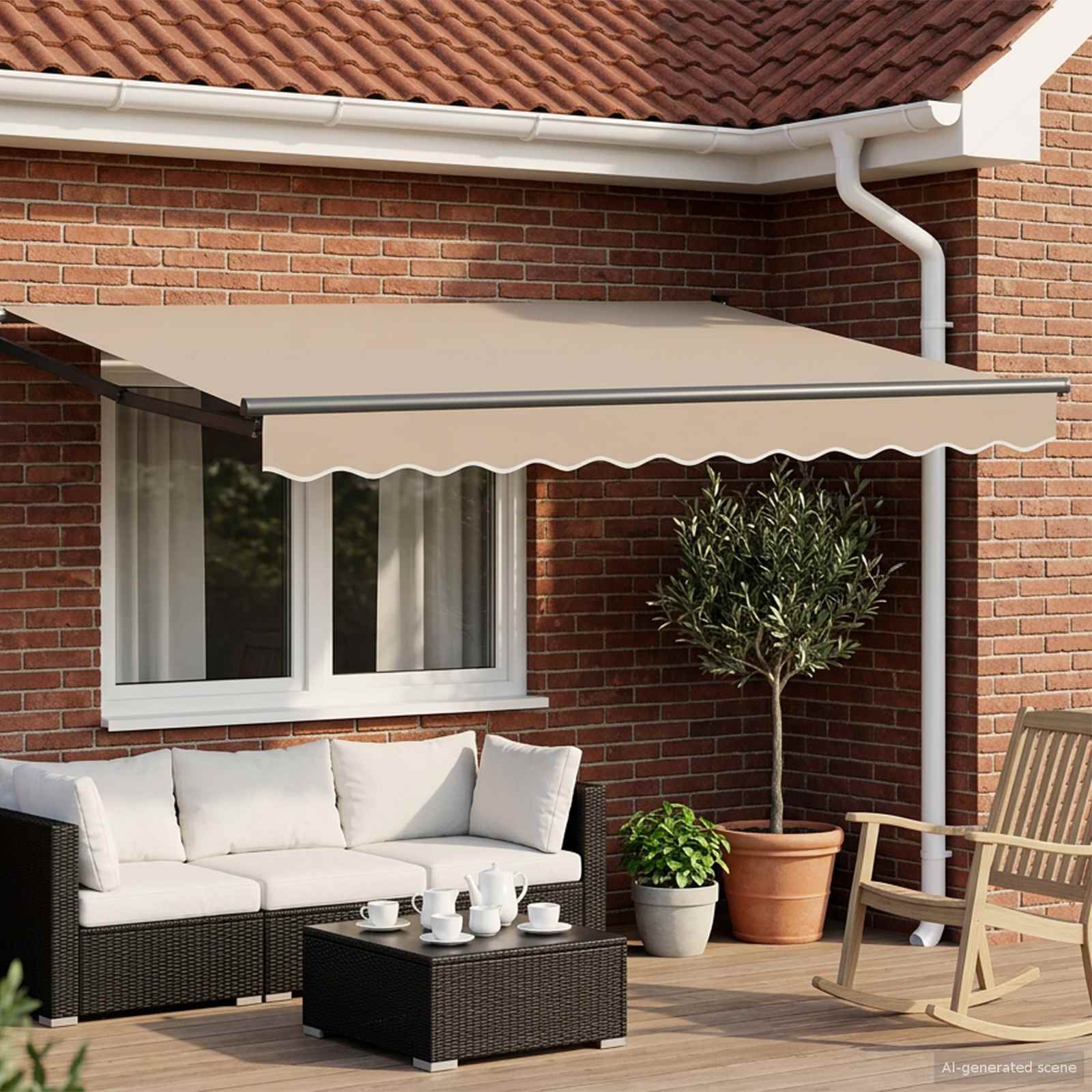 Toldo Retráctil Eléctrico 2,5 x 2 m 100% Poliéster y Aluminio
