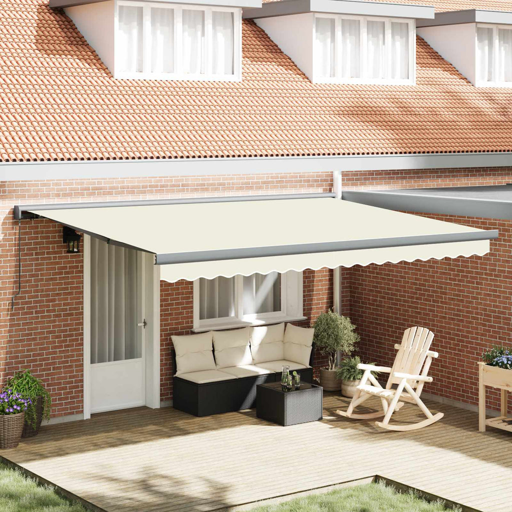 Toldo Retráctil Crema y gris 400 x 300 cm Lona y Aluminio