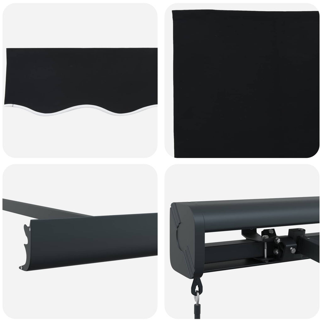 Toldo Retráctil Negro 4 x 3 m Lona y Aluminio