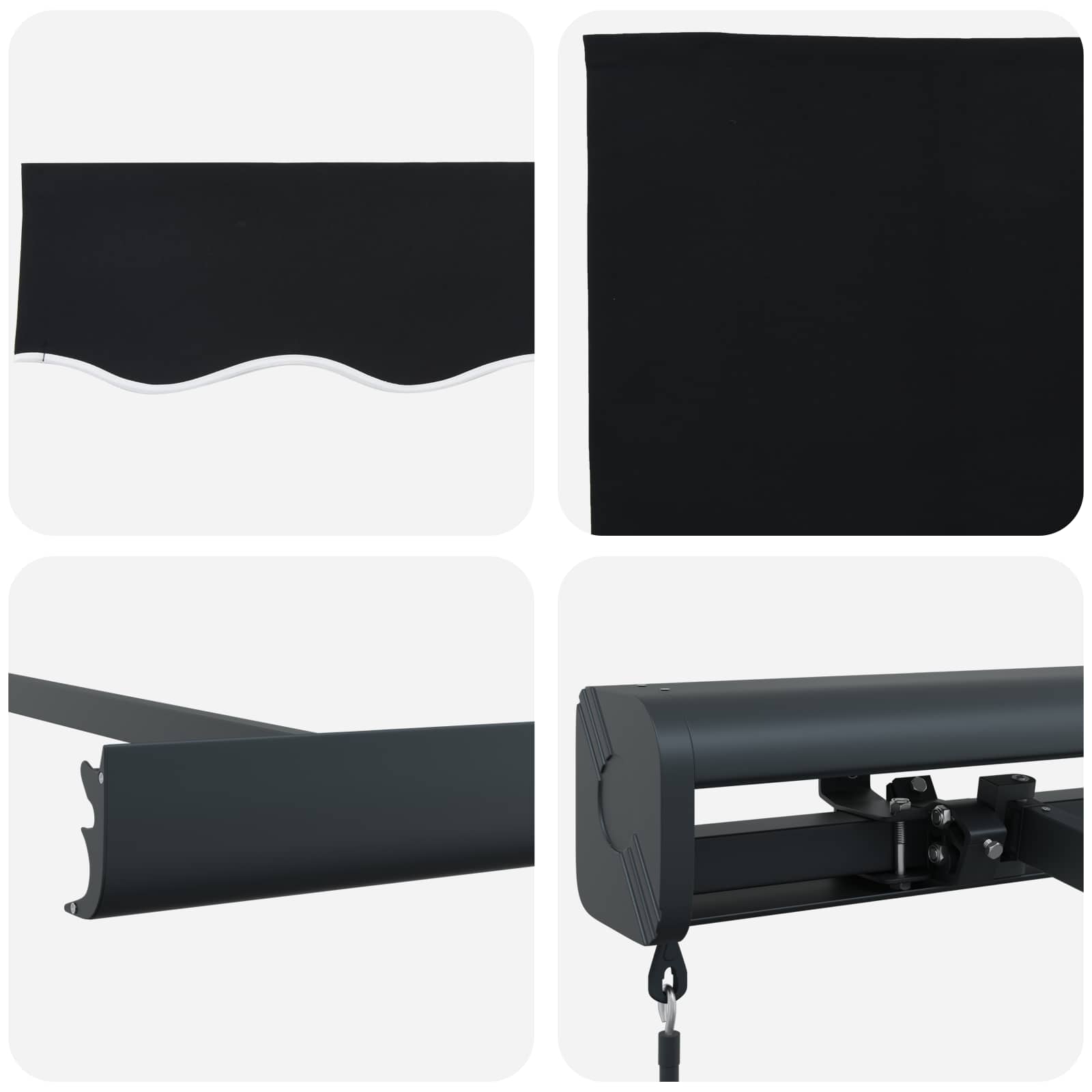 Toldo Retráctil Negro 4 x 3 m Lona y Aluminio