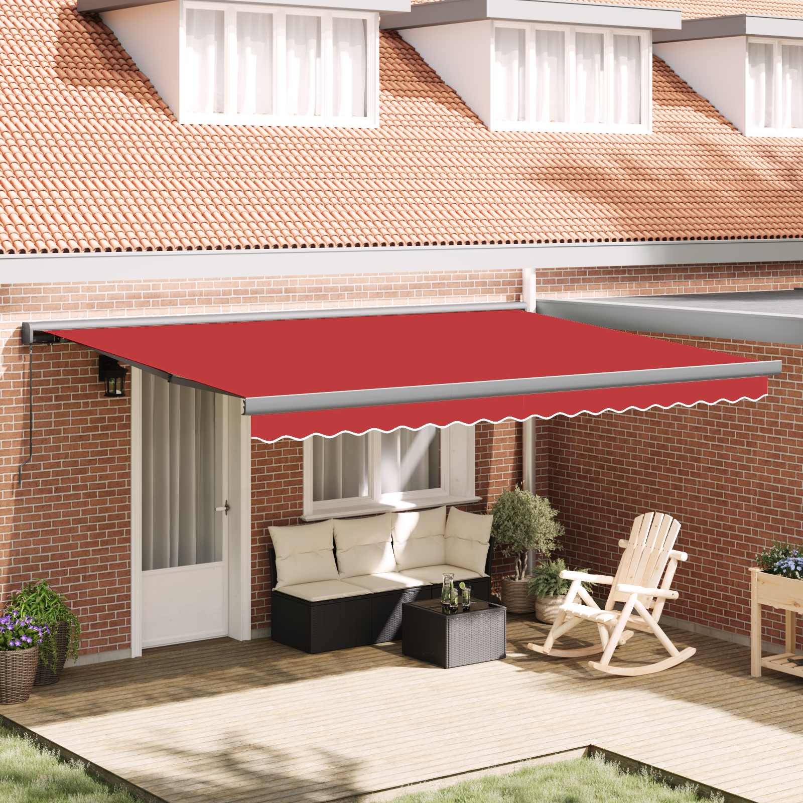 Toldo Retráctil Negro 4 x 3 m Lona y Aluminio