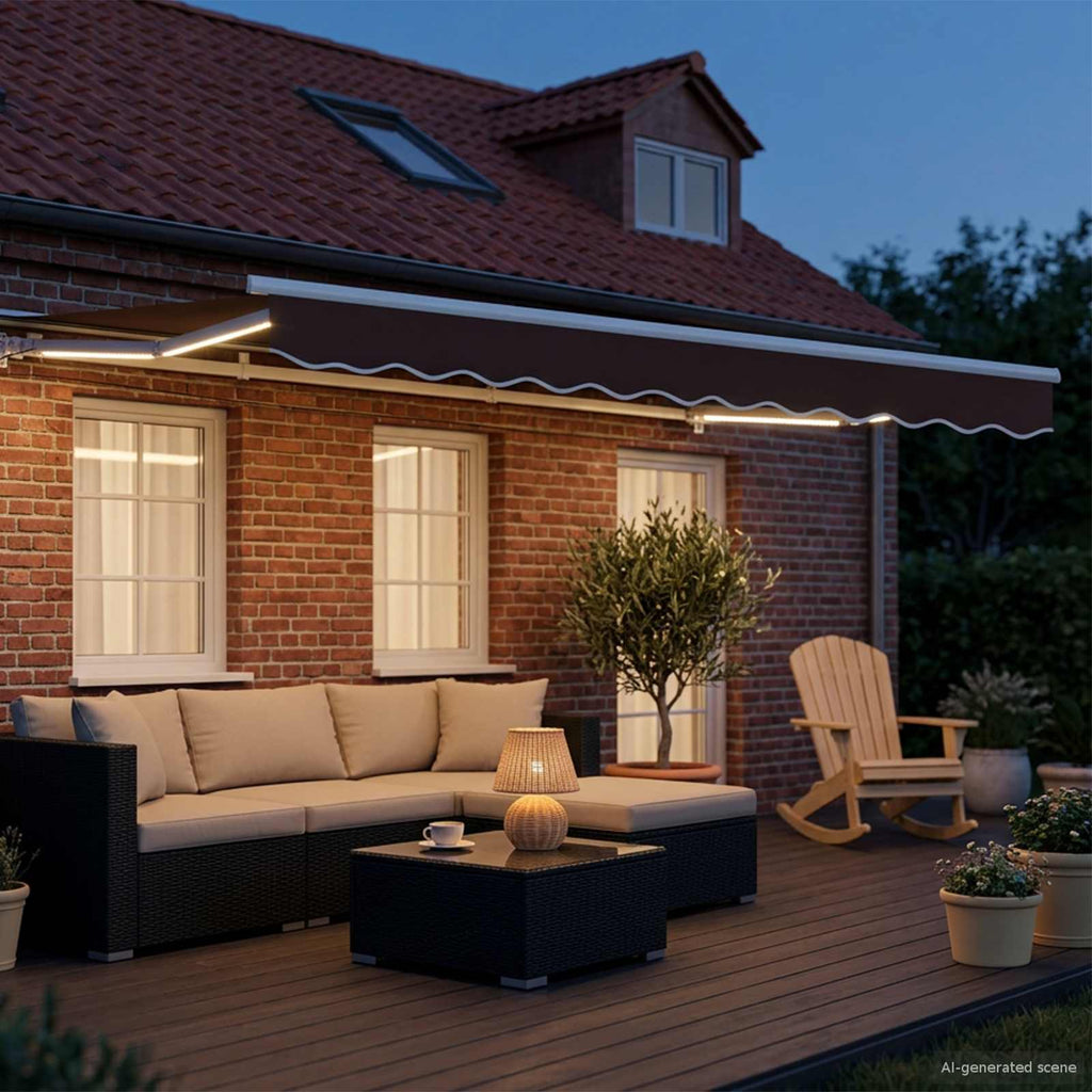 Toldo Retráctil Eléctrico Marrón y blanco 2,5 x 2 m