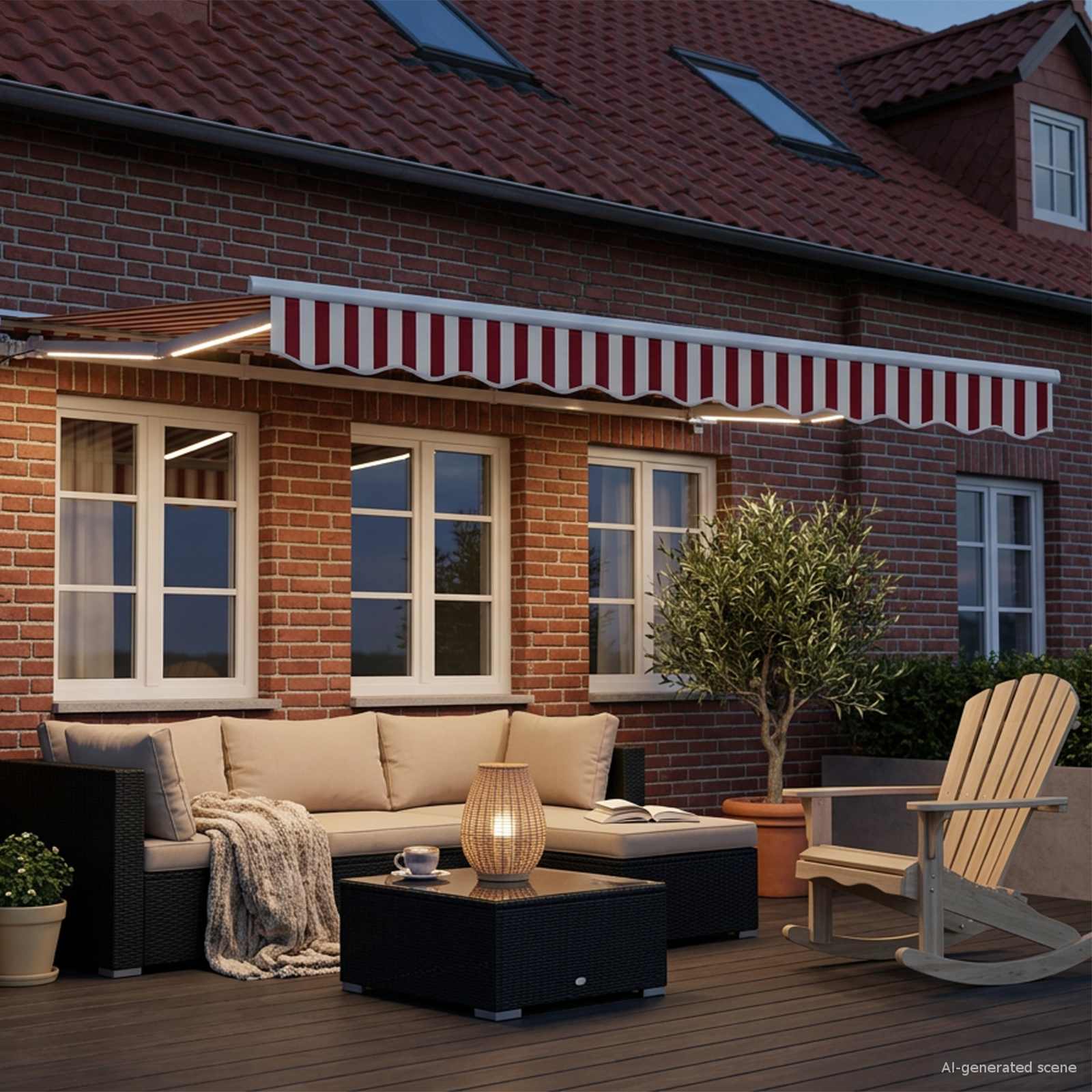 Toldo Retráctil Eléctrico Rojo y 2,5 x 2 m