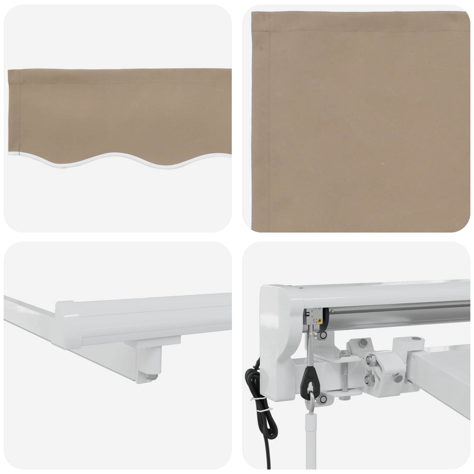 Toldo Retráctil Eléctrico Beige y Blanco 3 x 2 m