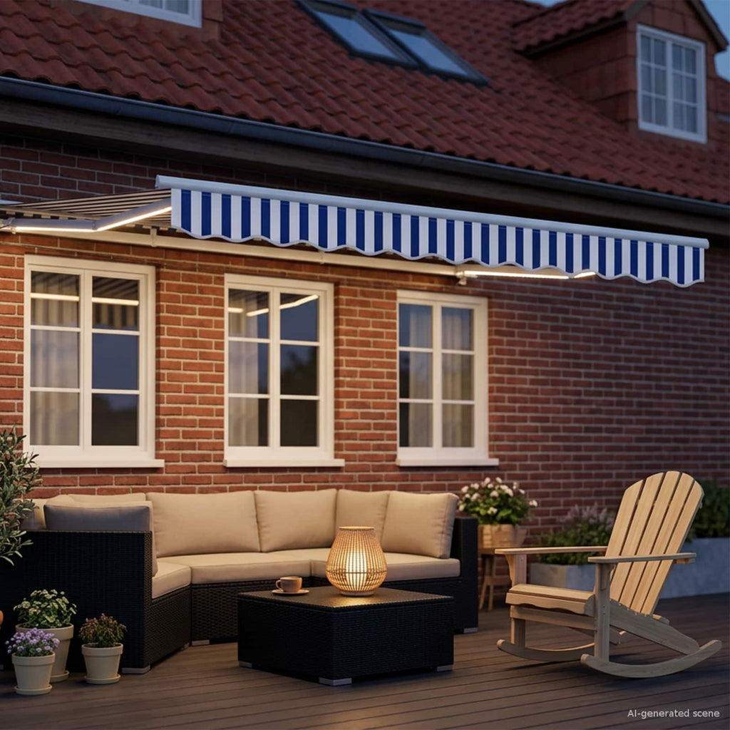 Toldo Retráctil Eléctrico Azul y 3,5 x 2 m